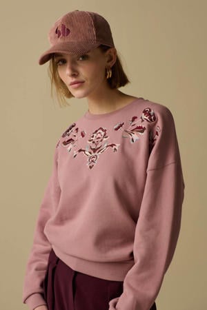 gebloemde sweater roze