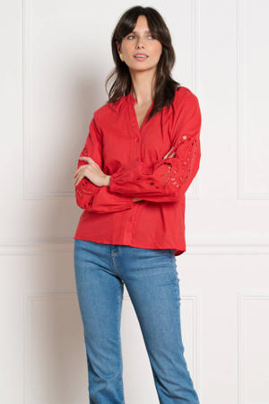 blouse rood broderie