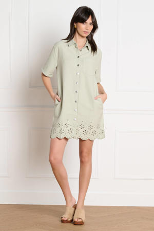 blousejurk broderie lichtgroen
