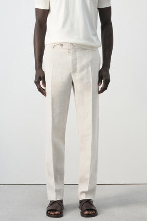 regular geruite pantalon met linnen beige