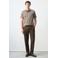 Mango Man slim pantalon met linnen bruin