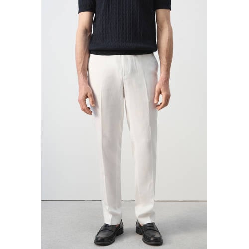Mango Man slim pantalon met linnen wit afbeelding