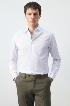 slim gestreepte casual overhemd wit