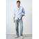 Mango Man regular gestreepte casual overhemd lichtblauw