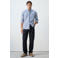 Mango Man regular gestreepte casual overhemd blauw