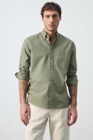 regular gestreepte casual overhemd groen