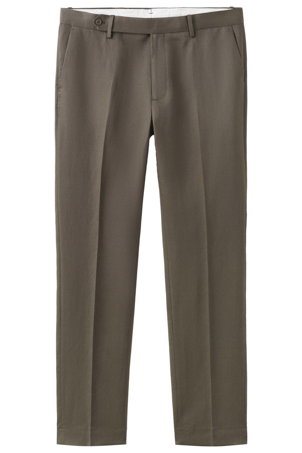 Mango Man slim pantalon met linnen bruin
