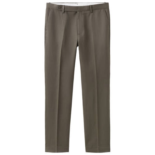 Mango Man slim pantalon met linnen bruin afbeelding