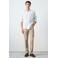 Mango Man regular casual overhemd met linnen lichtblauw