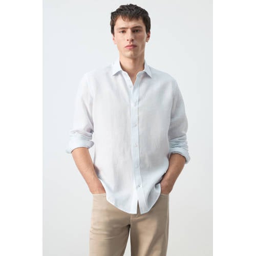 Mango Man regular casual overhemd lichtblauw afbeelding