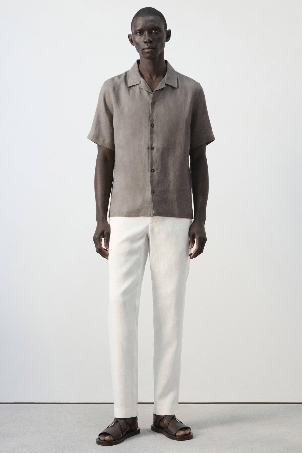 Mango Man slim pantalon met linnen