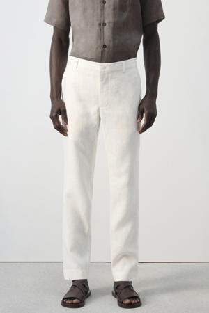 slim pantalon met linnen