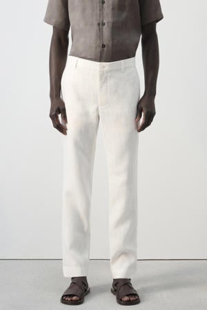 slim pantalon met linnen