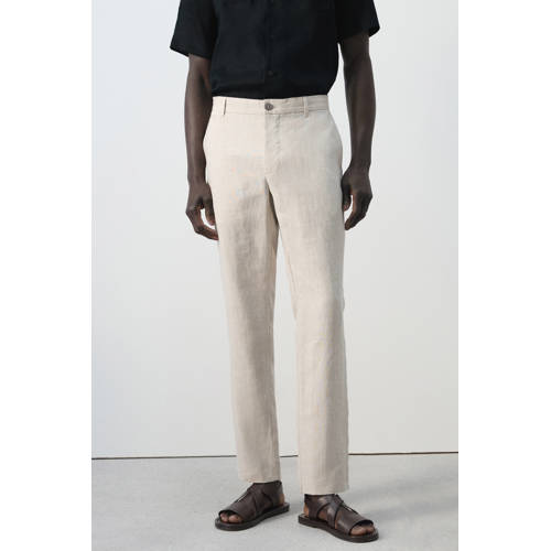 Mango Man slim pantalon met linnen beige afbeelding