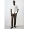 Mango Man slim pantalon met linnen donkerbruin