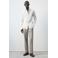 Mango Man slim pantalon met linnen grijs