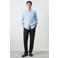 Mango Man regular casual overhemd met linnen lichtblauw