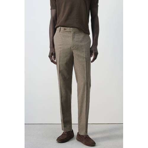 Mango Man regular pantalon met linnen bruin afbeelding