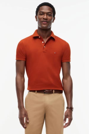 slim polo donker oranje