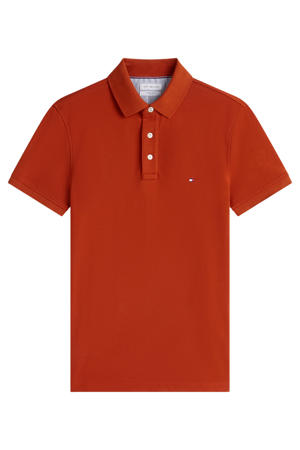 slim polo donker oranje