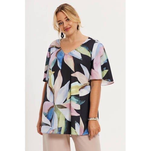 YOEK gebloemde tuniek multi afbeelding