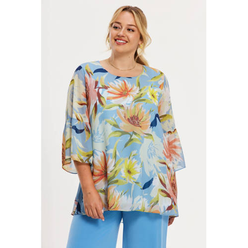 YOEK gebloemde tuniek multi afbeelding