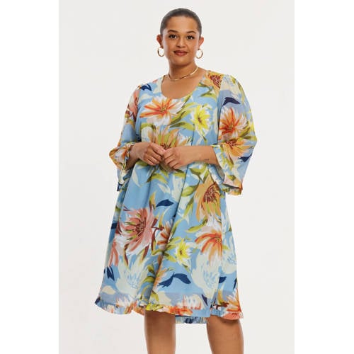 YOEK midi jurk met bloemenprint multicolor afbeelding