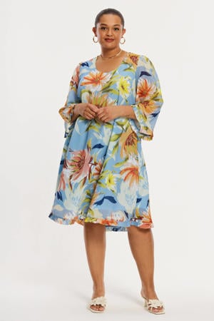 midi jurk met bloemenprint multicolor