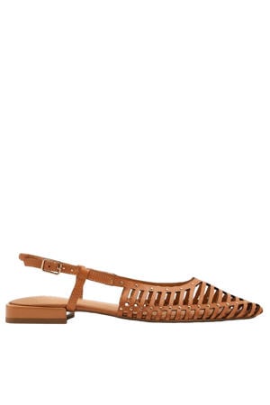 Jericho leren slingback loafers cognac