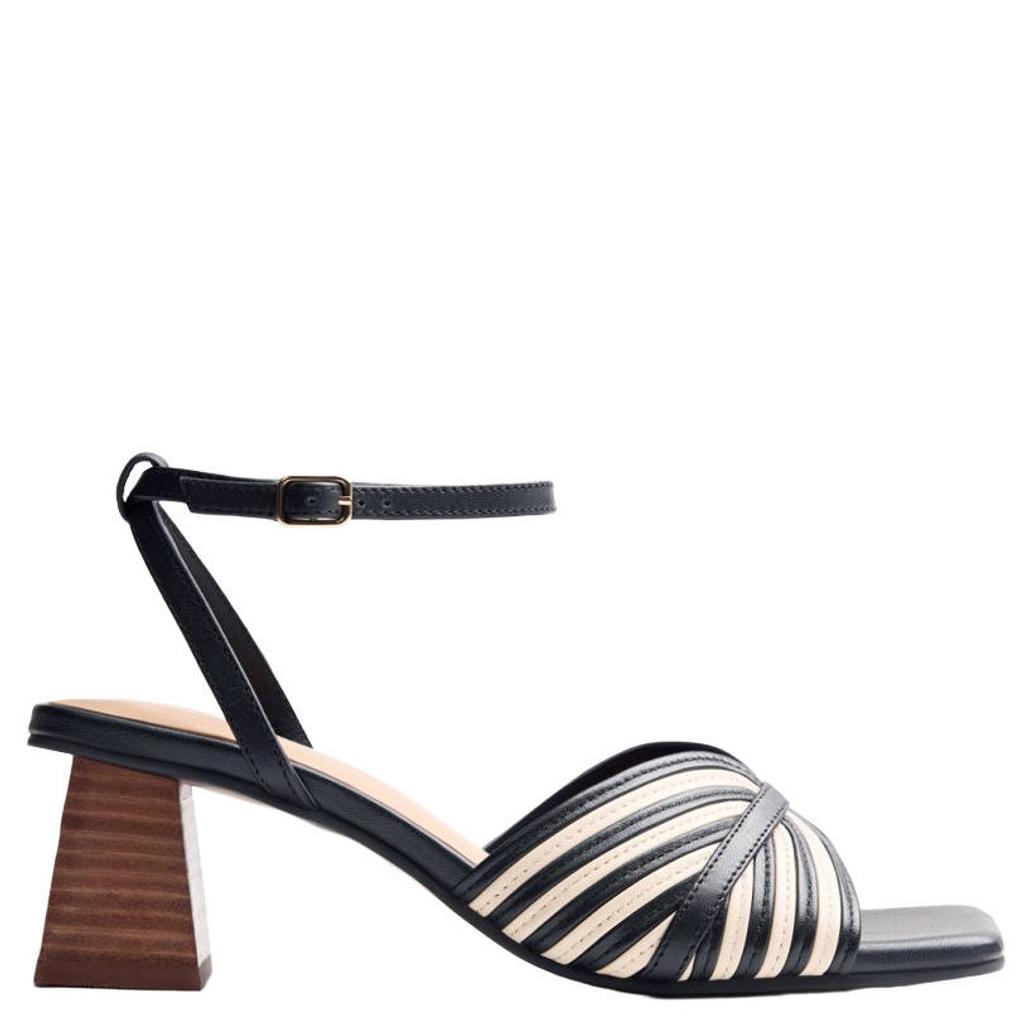 Zwart en beige dames Gioseppo Thornton leren sandalettes