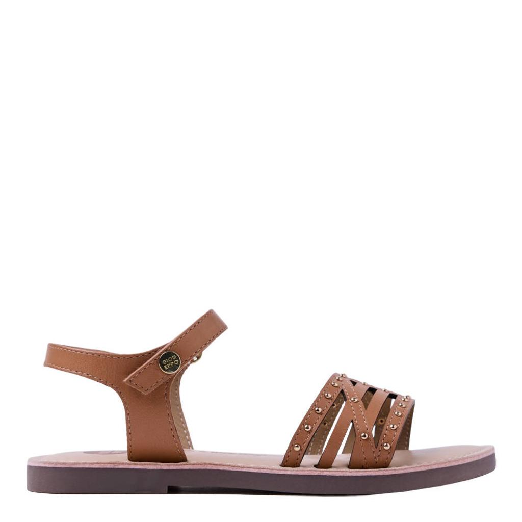 Cognackleurige meisjes Gioseppo leren sandalen met gesp