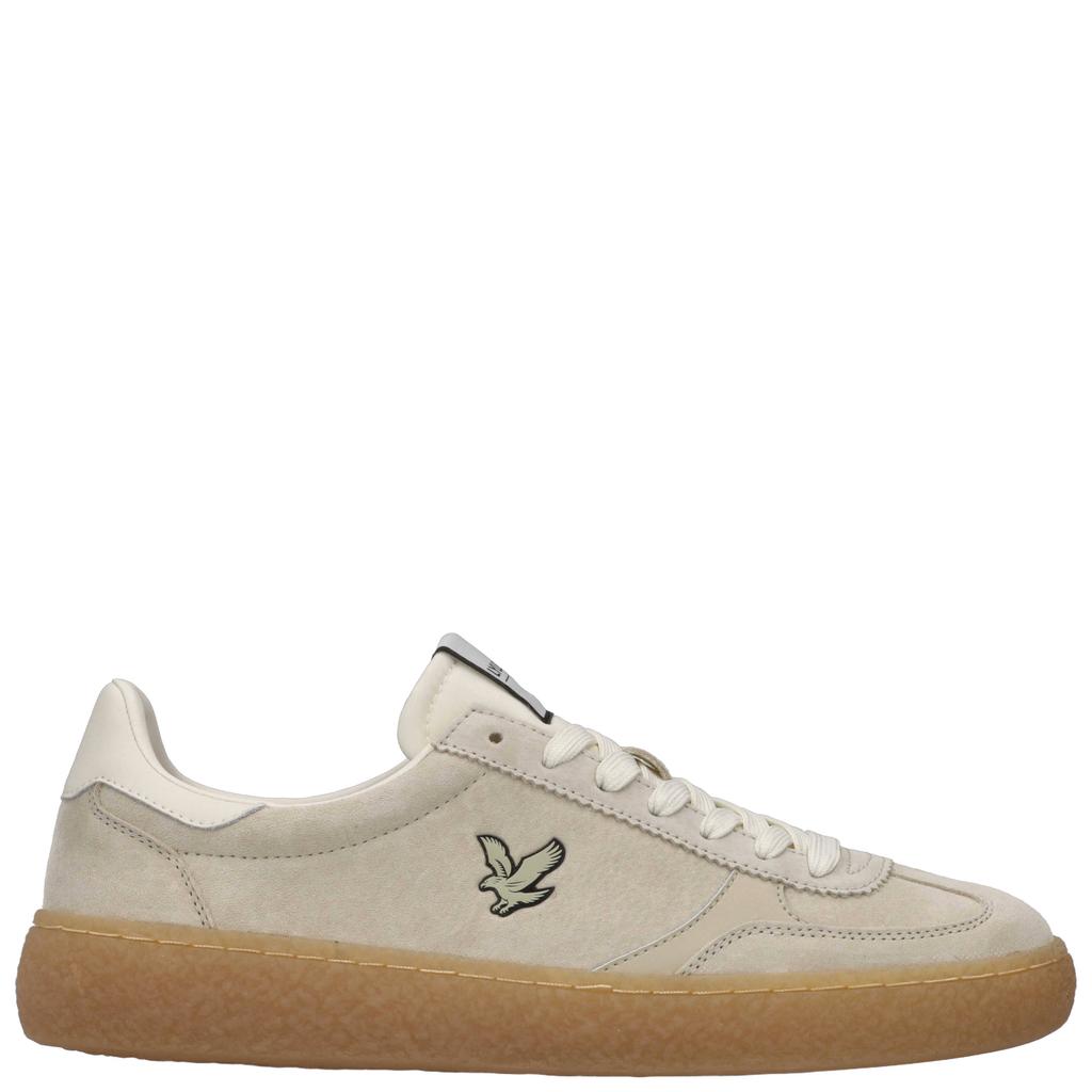 Beige heren Lyle & Scott suède sneakers met veters