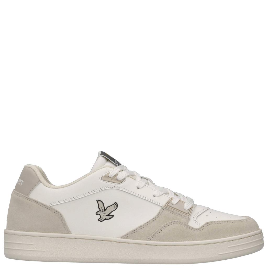 Wit en beige heren Lyle & Scott leren sneakers met veters