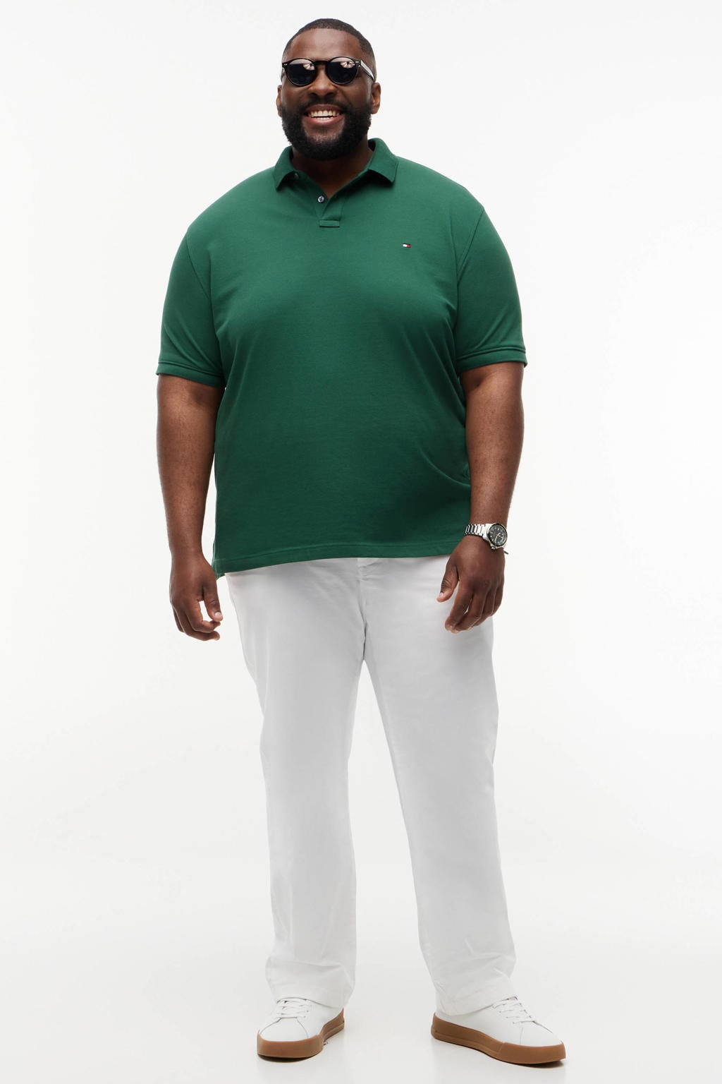 Groene heren Tommy Hilfiger Big & Tall regular polo van katoen met effen, korte mouwen en pique