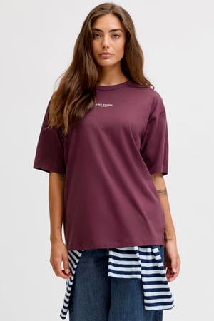 T-shirt met tekst - donkerrood