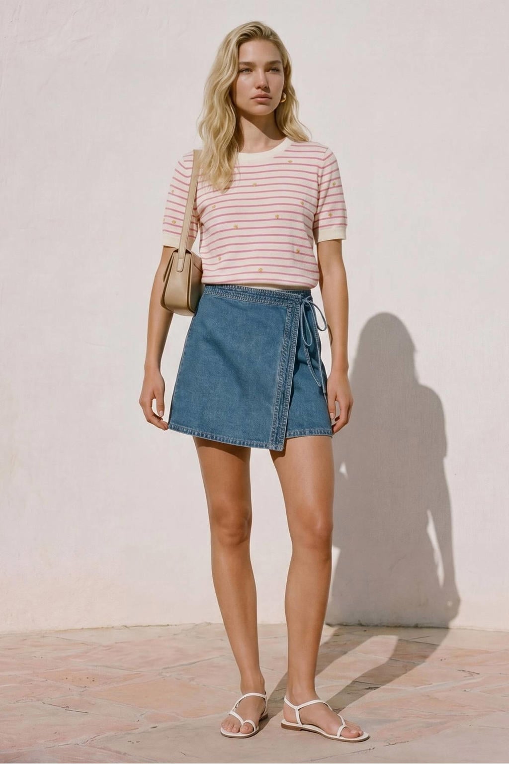 VERO MODA gestreepte gebloemde top roze