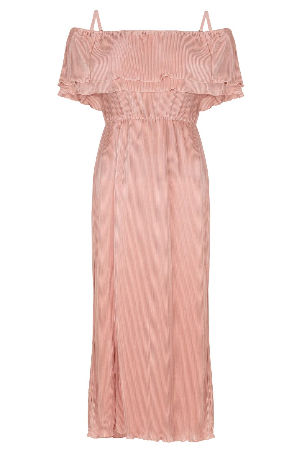 Oudroze dames Freebird off shoulder jurk van polyester met korte mouwen