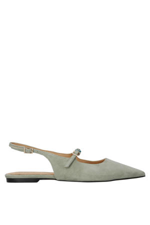 slingback suède loafers grijsgroen