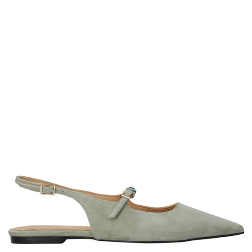 Inuovo slingback suède loafers grijsgroen