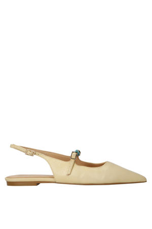leren slingback loafers lichtgeel