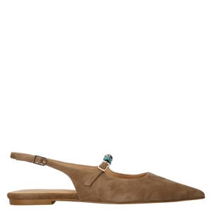 suède slingback loafers met kraaltjes bruin
