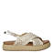 Inuovo leren sandalen met plateauzool en gevlochten goud
