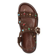 thumbnail: Inuovo suède sandalen met sierstenen en studs bruin