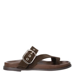 suède slippers bruin