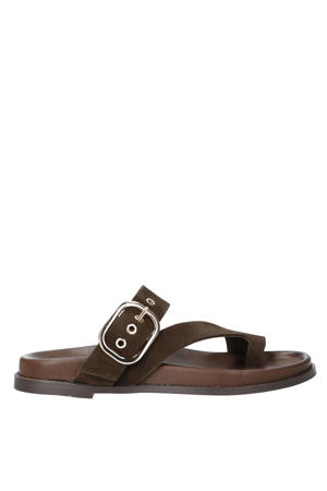 suède slippers bruin