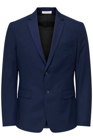 colbert met wol donkerblauw