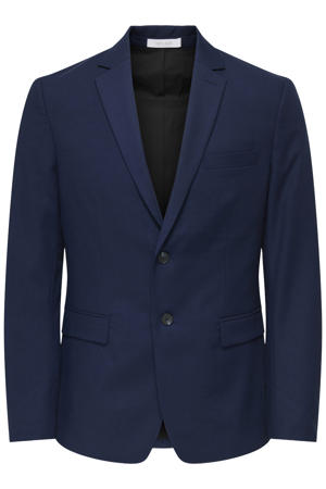 colbert met wol donkerblauw