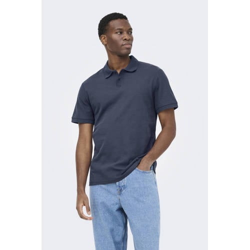 ONLY & SONS regular polo donkerblauw afbeelding