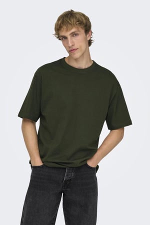 relaxed T-shirt donkergroen