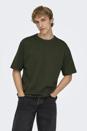 relaxed T-shirt donkergroen